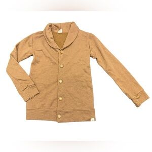 Lulu Roo Boy Boutique Brown Rust Brown Button Terry Sweater Cardigan 9-10 USA